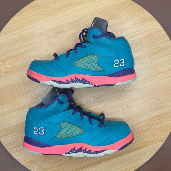 Nike Air Jordan 5 V Retro (TD) Tropical Teal Digital Pink 8.5C - Picture 3 of 10